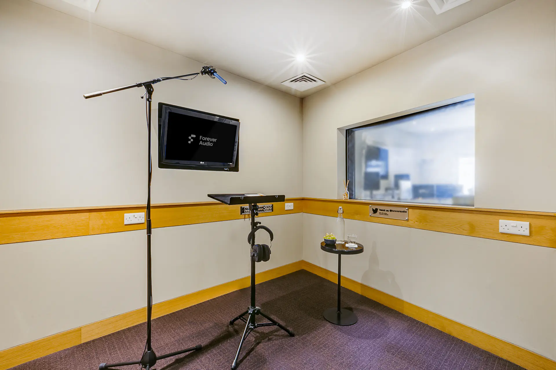 Boom mic for ADR in soundproofed studio in Central London