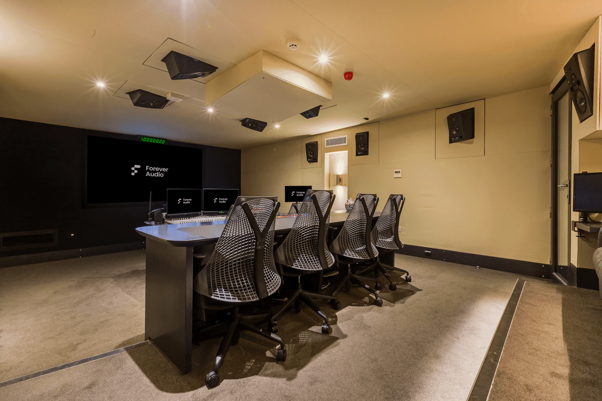 Cinema studio Dolby Atmos speakers and projector